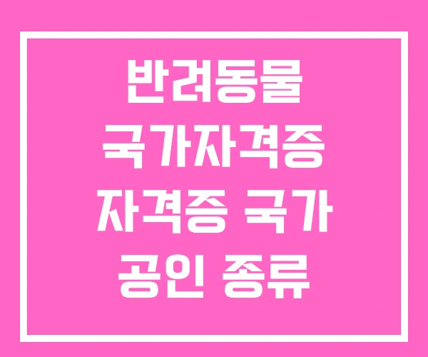 반려동물 국가자격증 자격증 국가 공인 종류