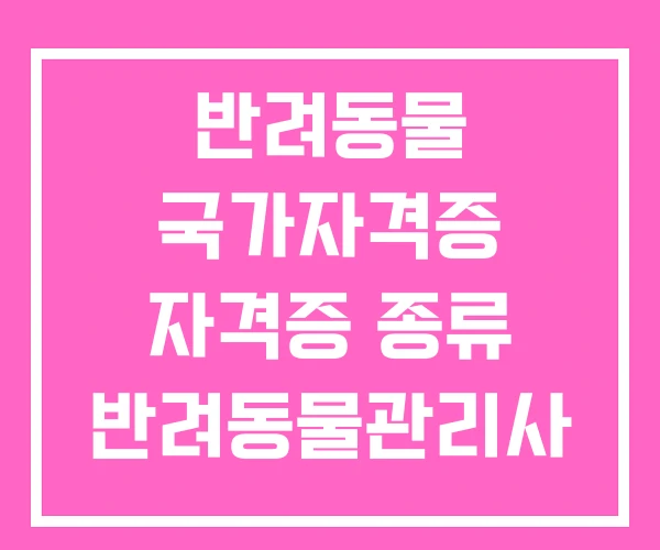 반려동물 국가자격증 자격증 종류 반려동물관리사