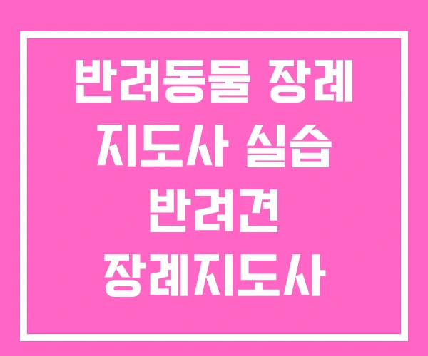 반려동물 장례 지도사 실습 반려견 장례지도사 자격증