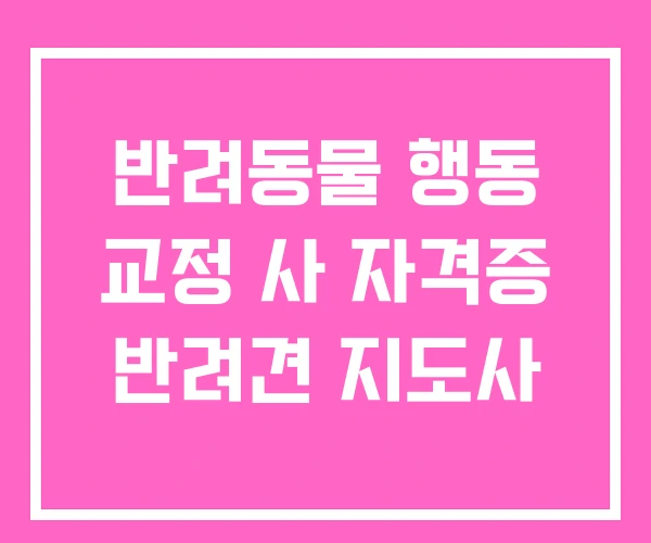 반려동물 행동 교정 사 자격증 반려견 지도사