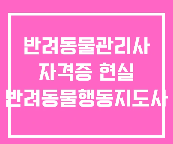 반려동물관리사 자격증 현실 반려동물행동지도사