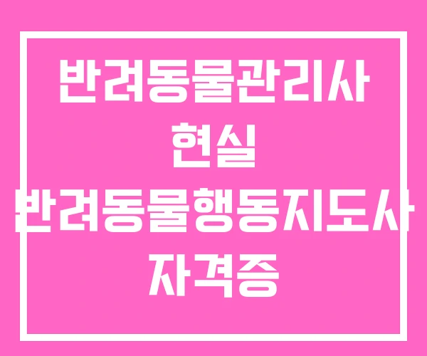 반려동물관리사 현실 반려동물행동지도사 자격증