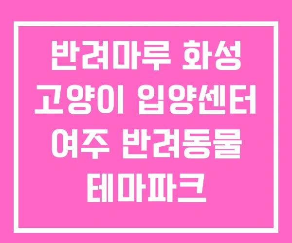 반려마루 화성 고양이 입양센터 여주 반려동물 테마파크