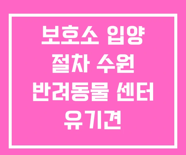 보호소 입양 절차 수원 반려동물 센터 유기견