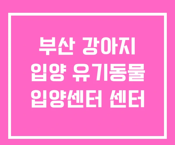 부산 강아지 입양 유기동물 입양센터 센터