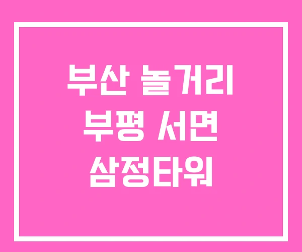 부산 놀거리 부평 서면 삼정타워 부산 놀거리 부평 서면 삼정타워