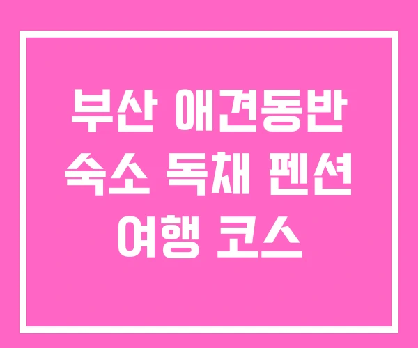 부산 애견동반 숙소 독채 펜션 여행 코스