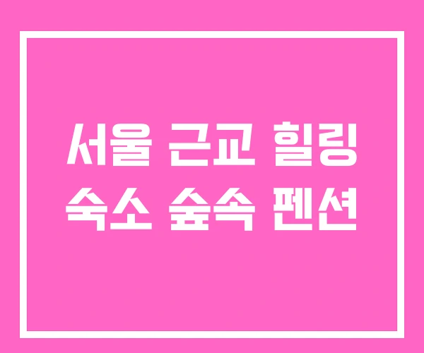 서울 근교 힐링 숙소 숲속 펜션