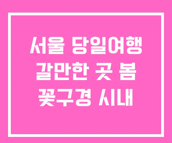 서울 당일여행 갈만한 곳 봄 꽃구경 시내 서울 당일여행 갈만한 곳 봄 꽃구경 시내