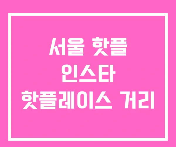 서울 핫플 인스타 핫플레이스 거리