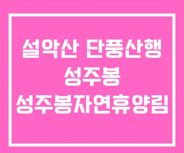 설악산 단풍산행 성주봉 성주봉자연휴양림