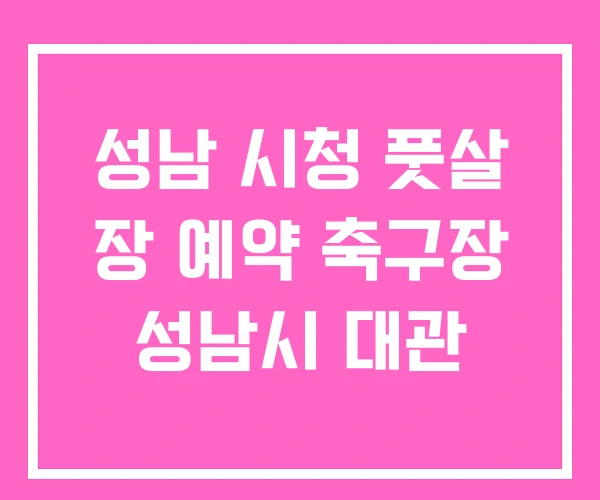 성남 시청 풋살 장 예약 축구장 성남시 대관