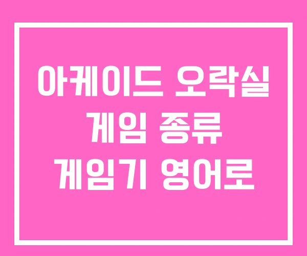 아케이드 오락실 게임 종류 게임기 영어로