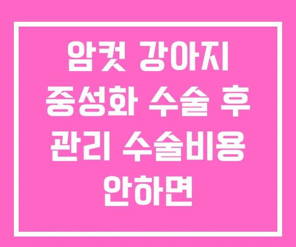 암컷 강아지 중성화 수술 후 관리 수술비용 안하면