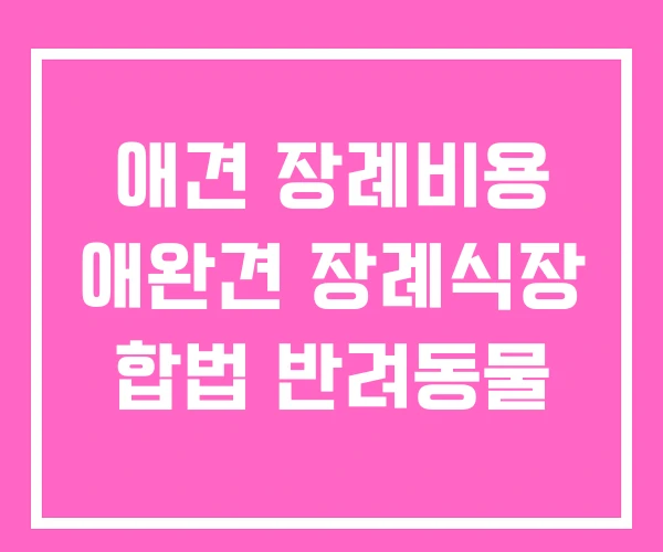 애견 장례비용 애완견 장례식장 합법 반려동물