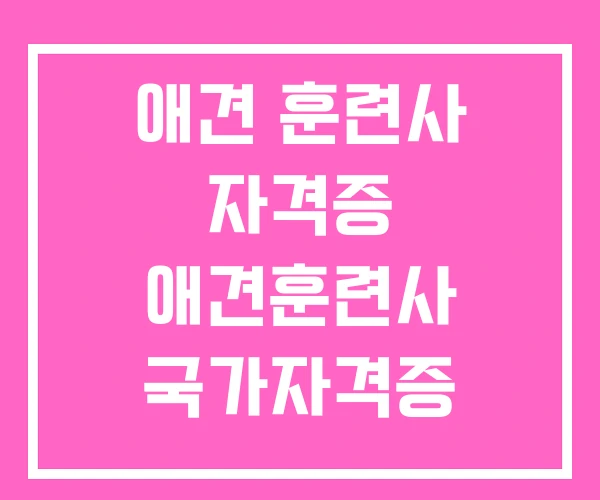 애견 훈련사 자격증 애견훈련사 국가자격증
