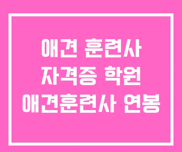 애견 훈련사 자격증 학원 애견훈련사 연봉
