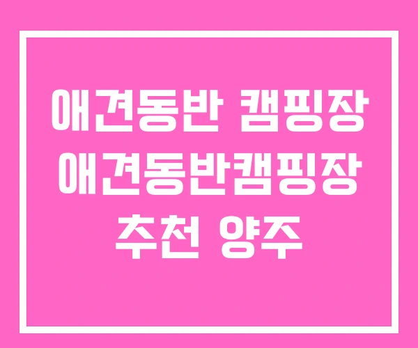 애견동반 캠핑장 애견동반캠핑장 추천 양주 애견동반 캠핑장 애견동반캠핑장 추천 양주