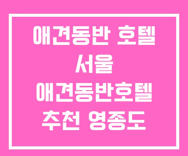 애견동반 호텔 서울 애견동반호텔 추천 영종도