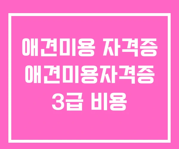애견미용 자격증 애견미용자격증 3급 비용