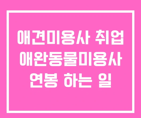 애견미용사 취업 애완동물미용사 연봉 하는 일