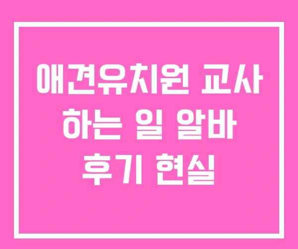 애견유치원 교사 하는 일 알바 후기 현실 애견유치원 교사 하는 일 알바 후기 현실