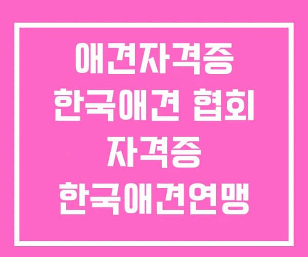 애견자격증 한국애견 협회 자격증 한국애견연맹