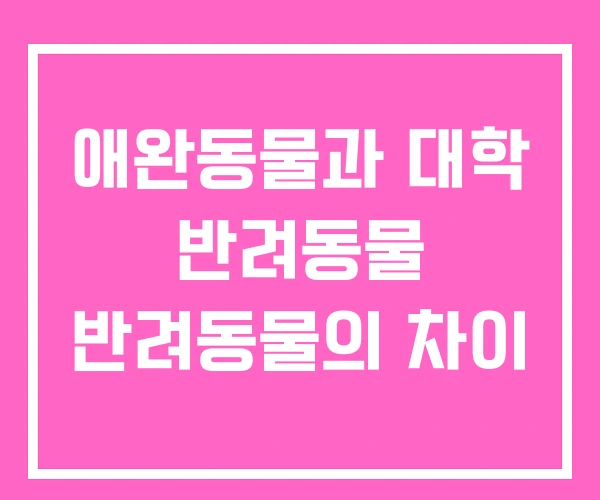 애완동물과 대학 반려동물 반려동물의 차이