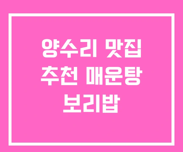 양수리 맛집 추천 매운탕 보리밥 양수리 맛집 추천 매운탕 보리밥