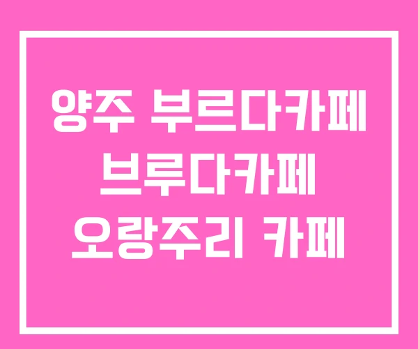 양주 부르다카페 브루다카페 오랑주리 카페