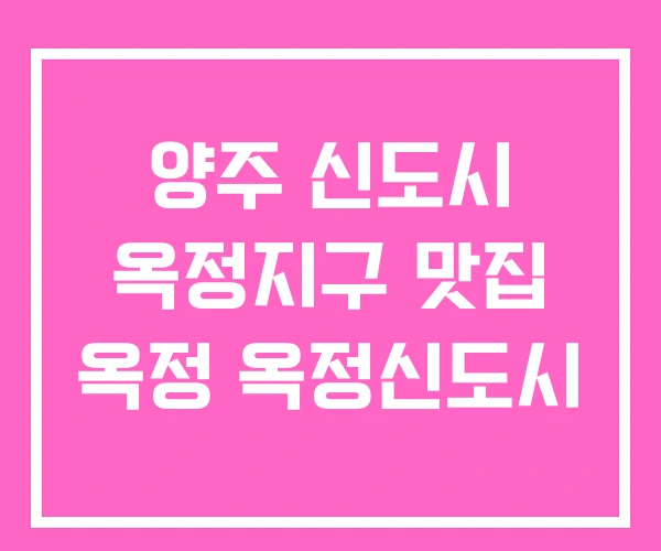 양주 신도시 옥정지구 맛집 옥정 옥정신도시