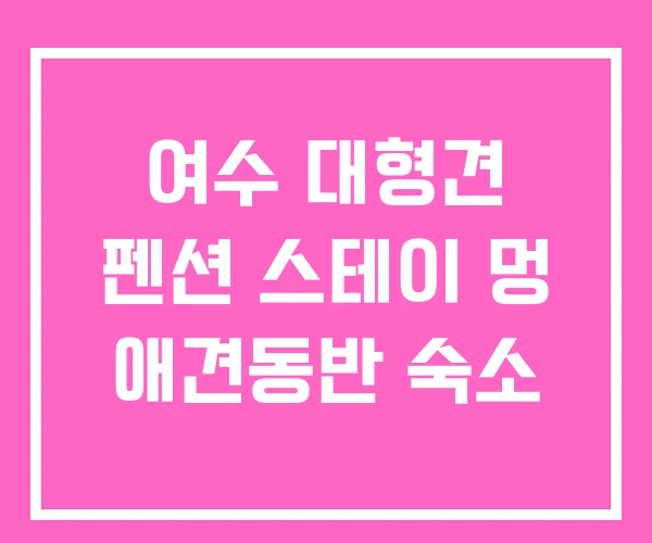 여수 대형견 펜션 스테이 멍 애견동반 숙소