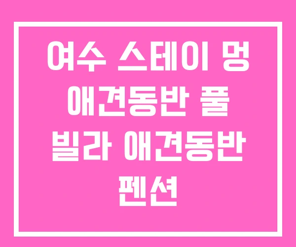 여수 스테이 멍 애견동반 풀 빌라 애견동반 펜션