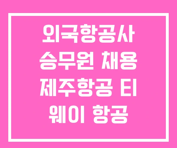 외국항공사 승무원 채용 제주항공 티 웨이 항공 외국항공사 승무원 채용 제주항공 티 웨이 항공