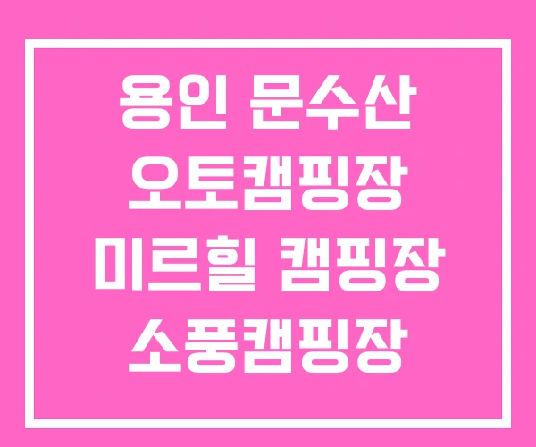 용인 문수산 오토캠핑장 미르힐 캠핑장 소풍캠핑장