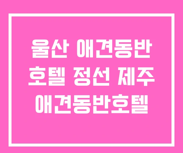 울산 애견동반 호텔 정선 제주 애견동반호텔