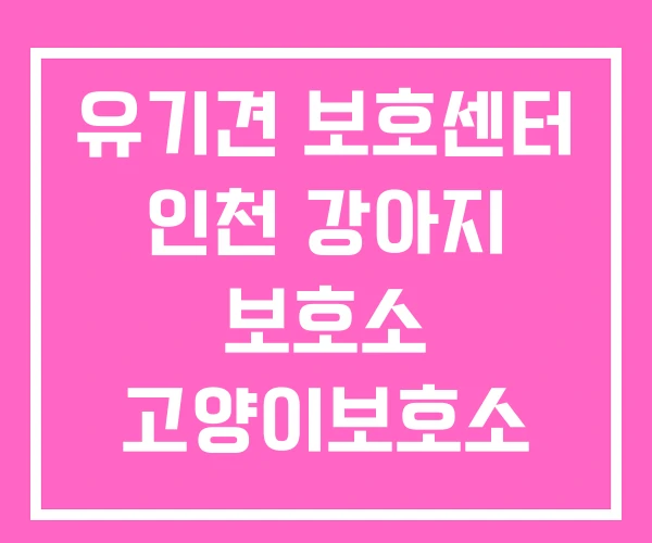 유기견 보호센터 인천 강아지 보호소 고양이보호소