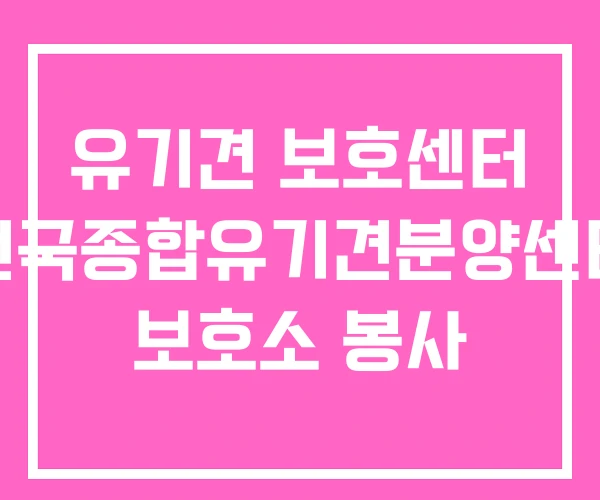 유기견 보호센터 전국종합유기견분양센터 보호소 봉사