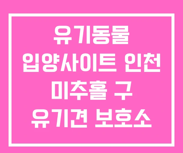 유기동물 입양사이트 인천 미추홀 구 유기견 보호소 서구