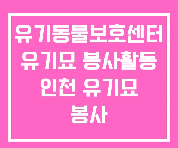 유기동물보호센터 유기묘 봉사활동 인천 유기묘 봉사
