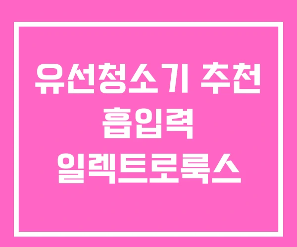 유선청소기 추천 흡입력 일렉트로룩스