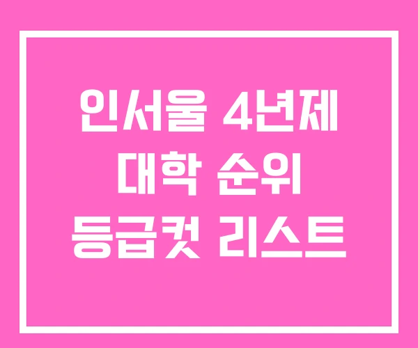 인서울 4년제 대학 순위 등급컷 리스트