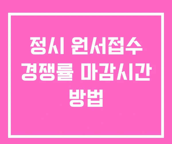 정시 원서접수 경쟁률 마감시간 방법 정시 원서접수 경쟁률 마감시간 방법
