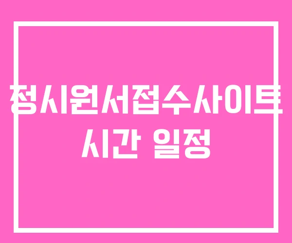 정시원서접수사이트 시간 일정