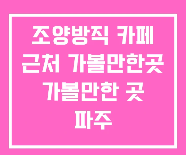 조양방직 카페 근처 가볼만한곳 가볼만한 곳 파주 조양방직 카페 근처 가볼만한곳 가볼만한 곳 파주