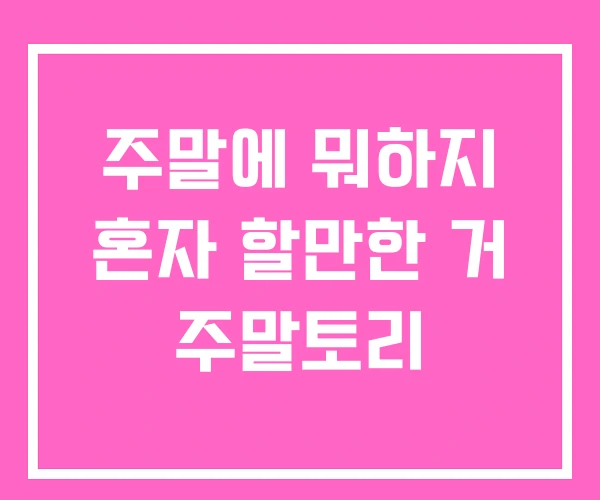 주말에 뭐하지  혼자 할만한 거 주말토리