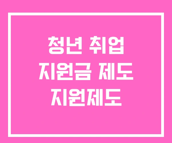 청년 취업 지원금 제도 지원제도