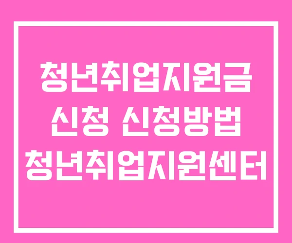 청년취업지원금 신청 신청방법 청년취업지원센터 청년취업지원금 신청 신청방법 청년취업지원센터