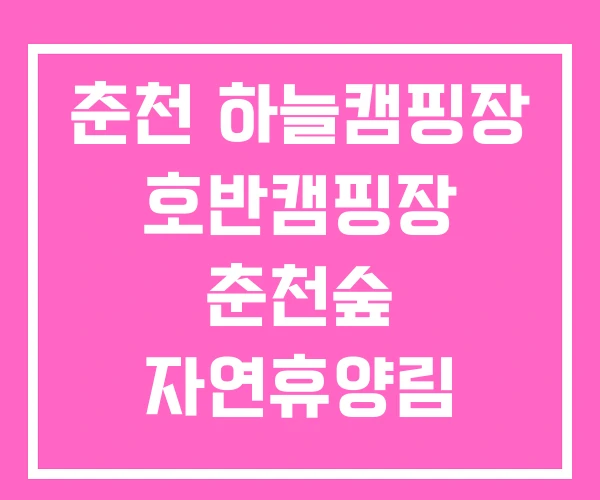 춘천 하늘캠핑장 호반캠핑장 춘천숲 자연휴양림 캠핑장
