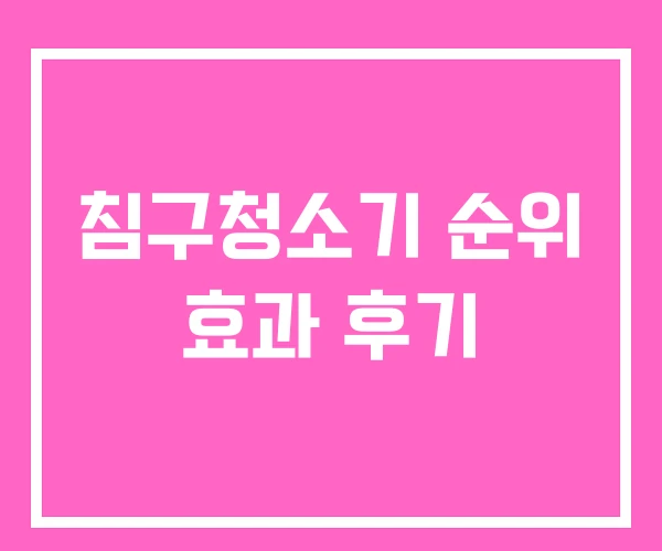 침구청소기 순위 효과 후기